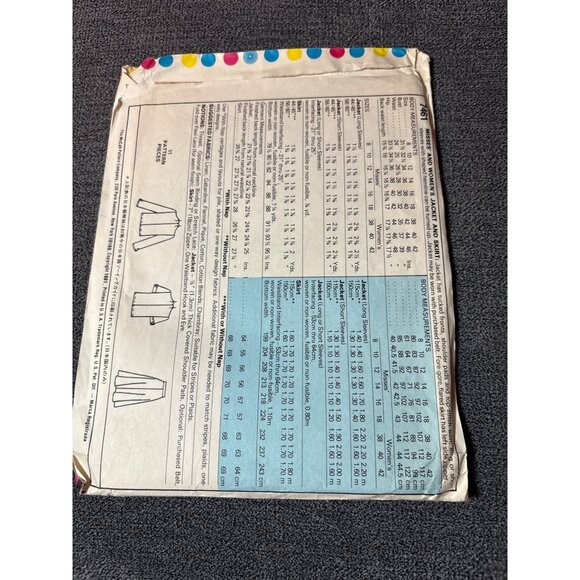 McCalls 7461 Womens Jacket Skirt Sewing Pattern Size 18 Quick & Easy 1981 Vintag - Picture 3 of 5